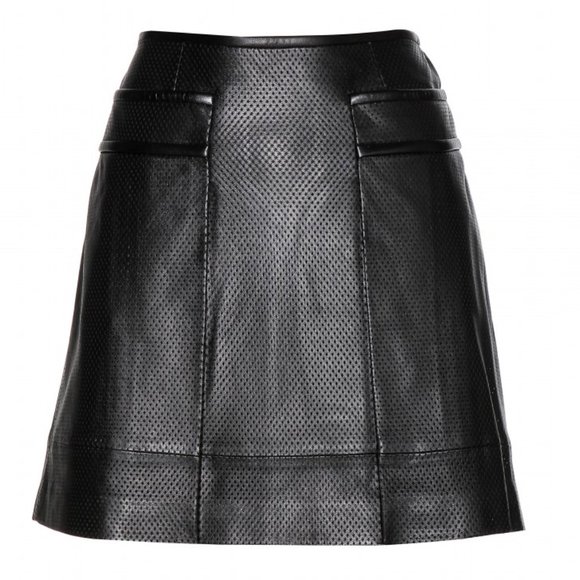 Tory Burch Black Leather Skirt 6 Perforated Mini Skirt - Picture 14 of 14